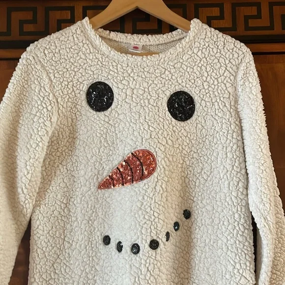 Total Girl Girls Plus Snowman Sweater Size XL 18.5 Holiday Pullover Cream - Picture 5 of 6